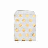 Papieren zakjes 10 x 15 cm wit met metallic gouden stippen 10 stuks