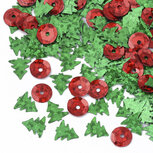 Kerst confetti strooimix groene kerstboompjes en rode besjes