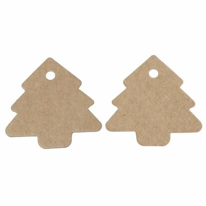 Kraft labels kerstboom 10 stuks