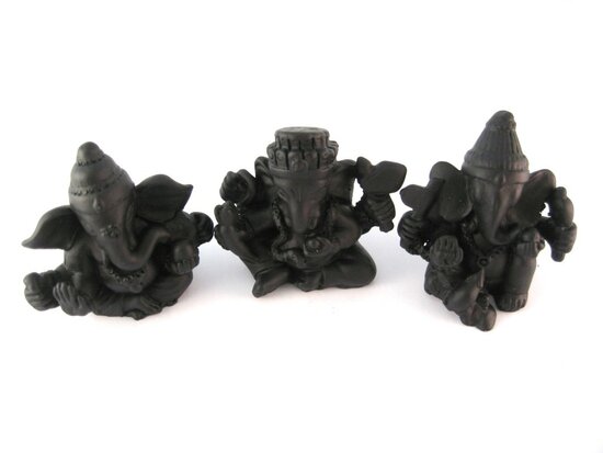 Set 3 beeldjes Ganesh zwart