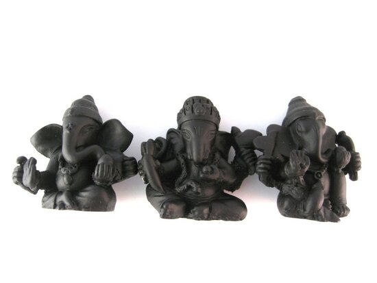 Set 3 beeldjes Ganesh zwart