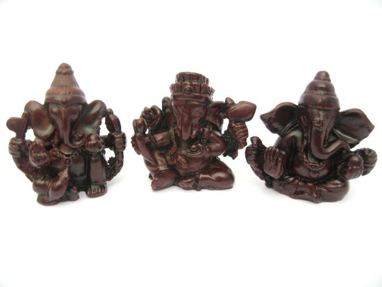 Set 3 beeldjes Ganesh rood