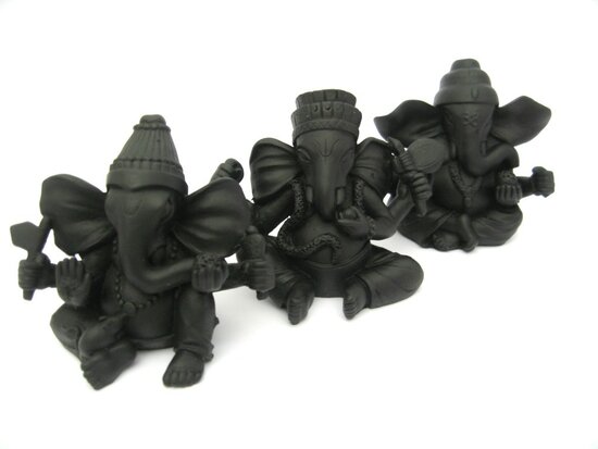 Set 3 beeldjes Ganesh zwart 11 cm