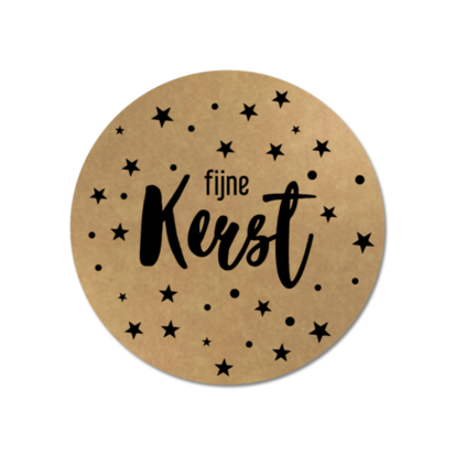 Ronde kraft stickers fijne kerst 10 stuks