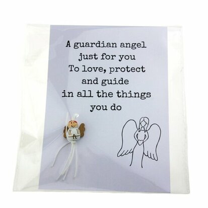 Gelukszakje kaart wit of kraft a guardian angel just for you gelukspoppetje engeltje met vleugels