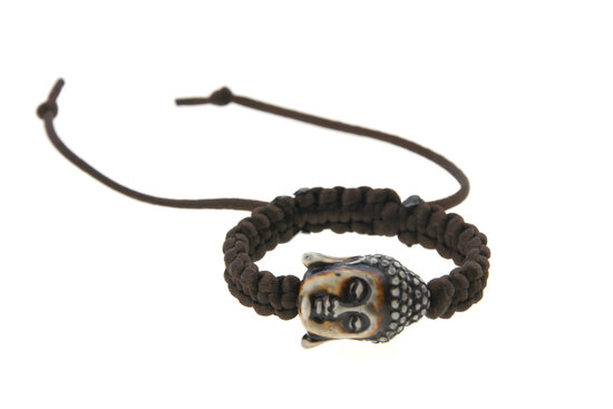 Armband geluk boeddha hoofd bruin