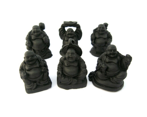 Set lachende boeddha Zwart 3 cm