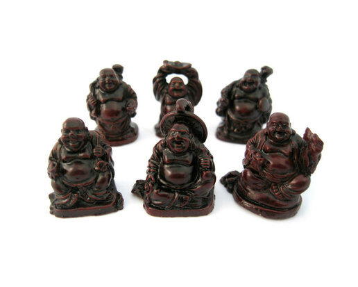 Set lachende boeddha Rood 3 cm