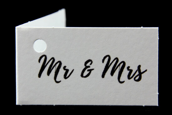 Kaartjes voor huwelijksbedankjes mr & mrs