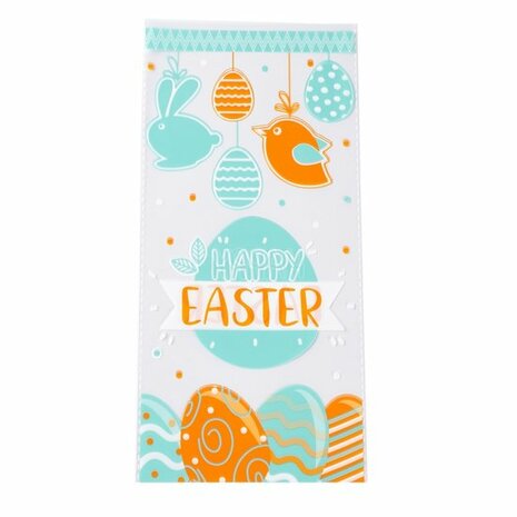 Cellofaan zakjes happy easter zonder plakstrip 12.5 x 27 cm 10 stuks