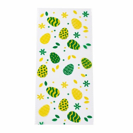 Cellofaan zakjes paaseieren groen geel zonder plakstrip 12.5 x 27 cm 10 stuks