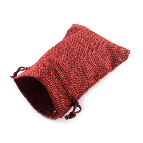 Jute zakje bordeaux rood 7 x 9 cm