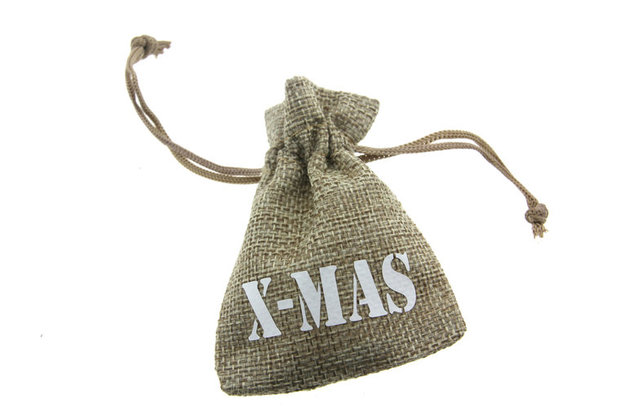 Jute zakjes naturel x-mas wit