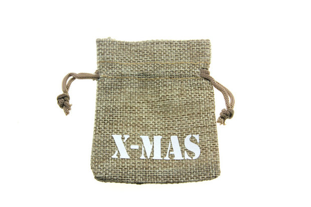 Jute zakjes naturel x-mas wit 1