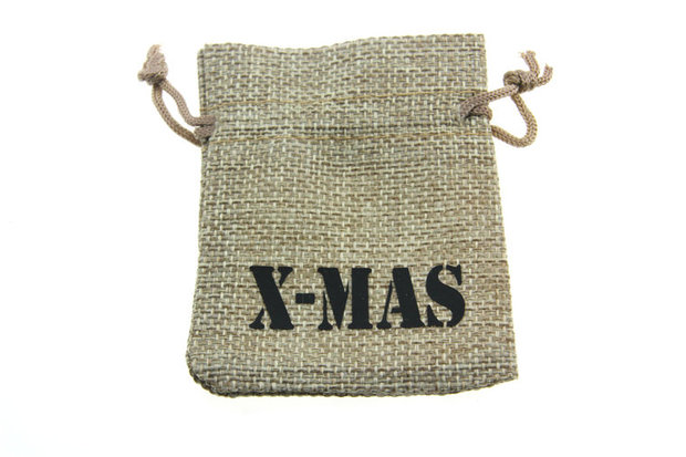 Jute zakjes naturel x-mas zwart 1