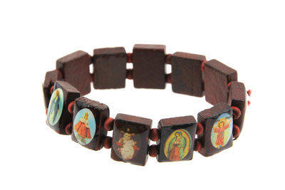 Geluksarmband heiligen afbeeldingen Bruin - Gelukspoppetjes
